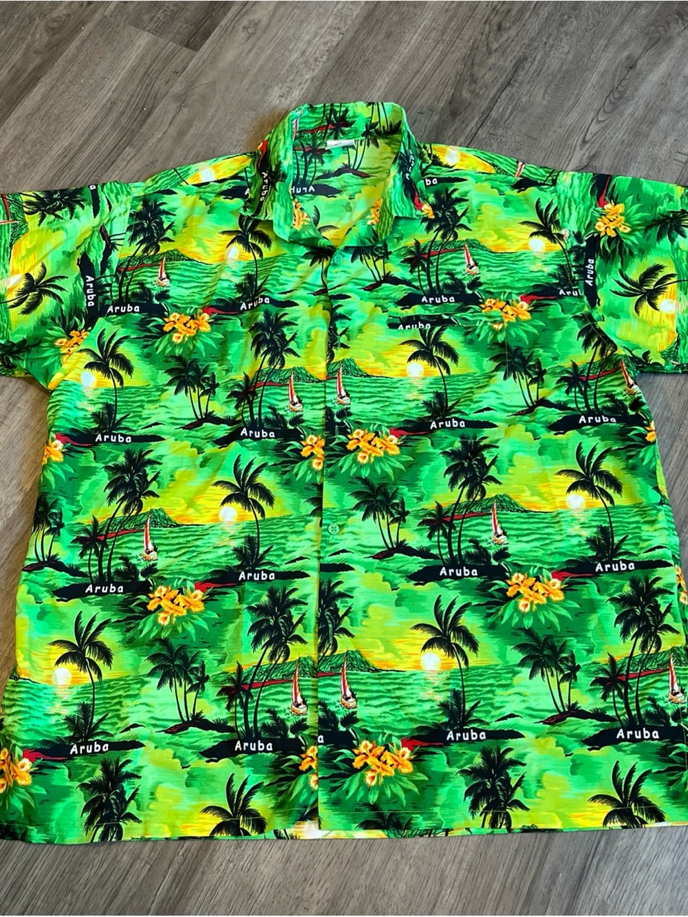Aruba Tropical Print Short Sleeve Shirt - Green Rima L